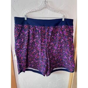 Lands End 26W Floral Print Swim Skirt Navy Pink Purple Board Shorts
